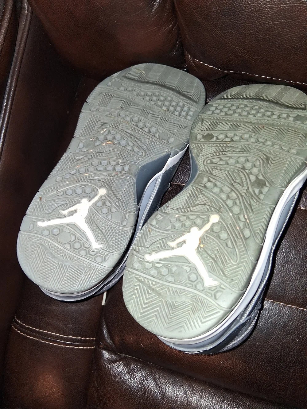 Jordan Gray and White High-Top Basketball Shoes